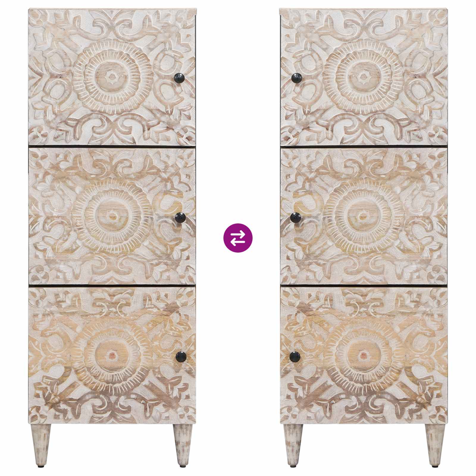 Buffet Haut Blanc 40 x 33,5 x 110 cm Bois de mangue massif - XIOS