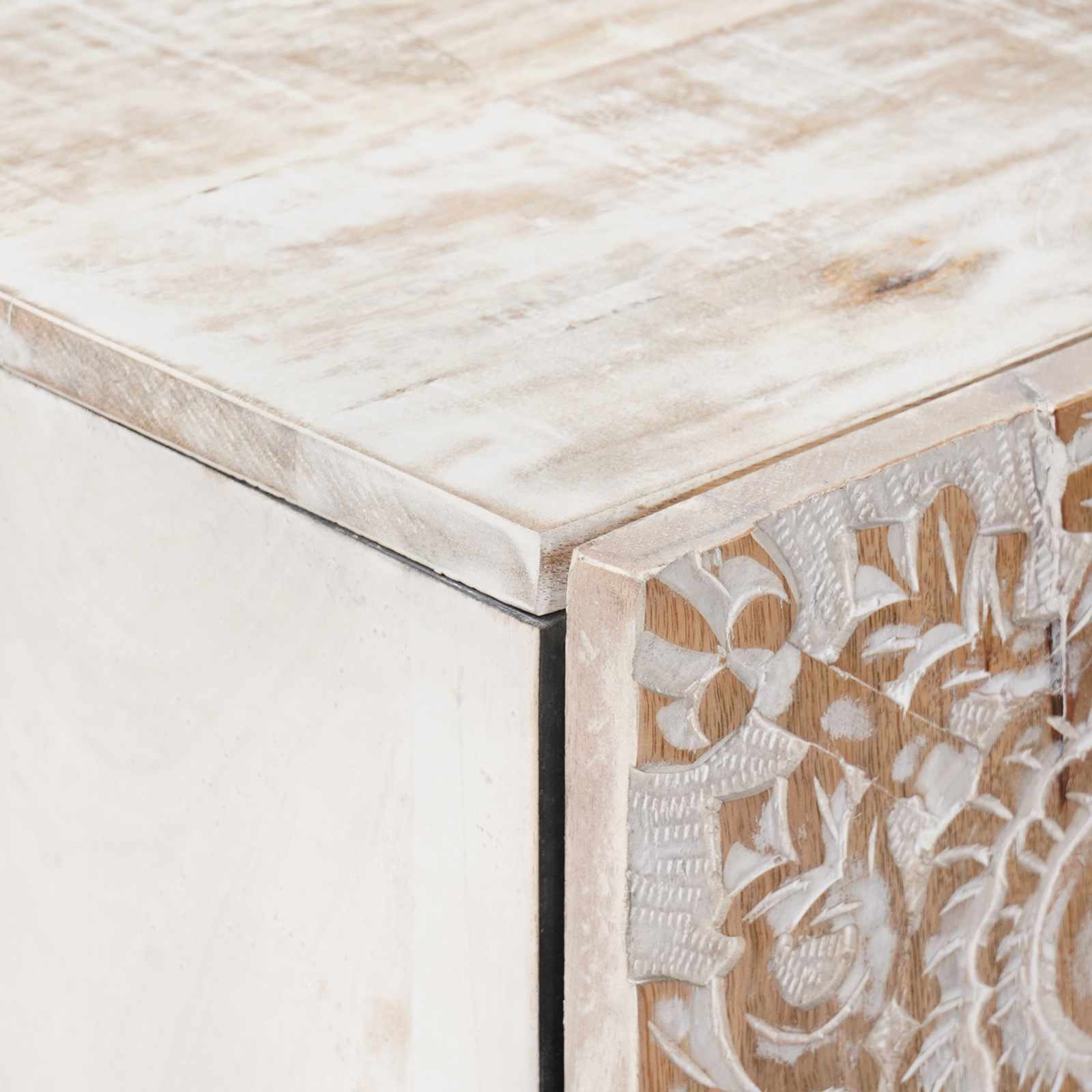 Buffet Haut Blanc 60 x 33,5 x 100 cm Bois de mangue massif - XIOS