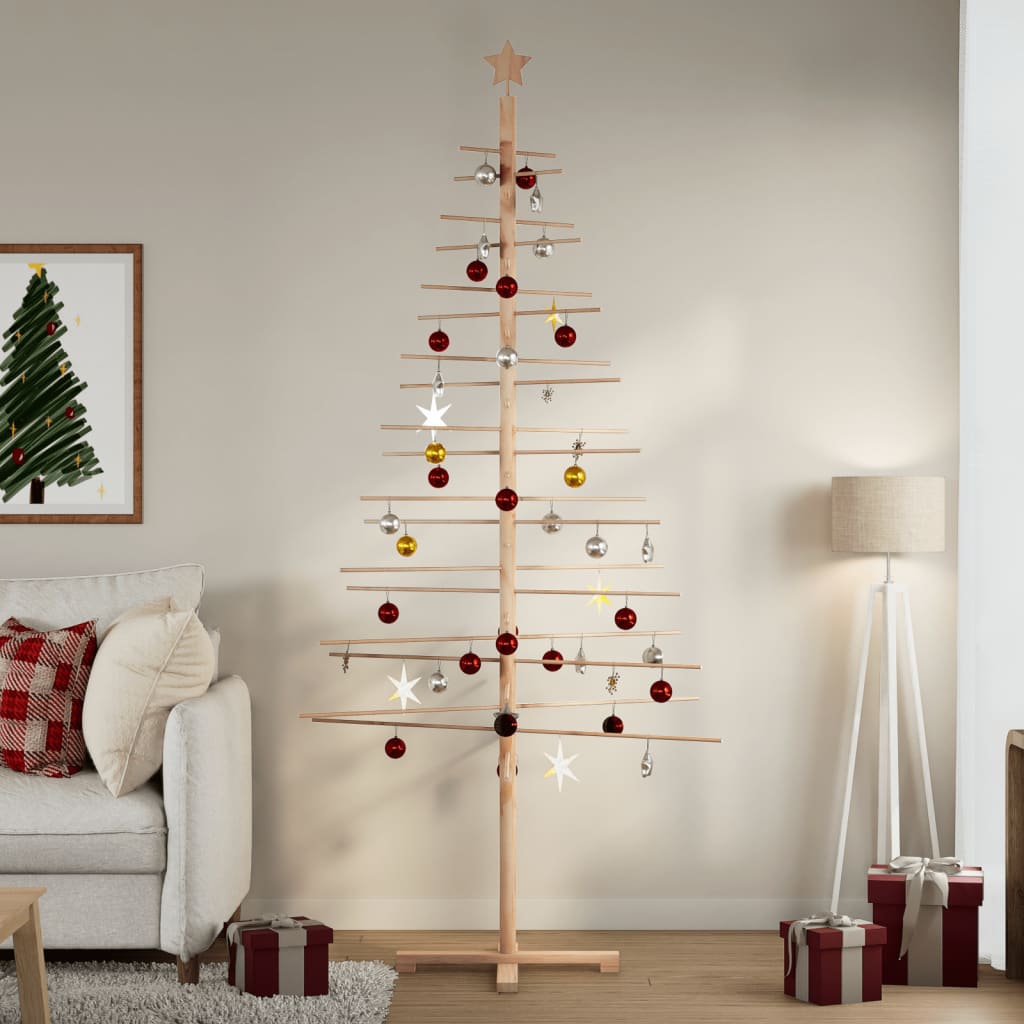 Arbre de Noël en bois pour décoration 210 cm bois massif de pin - XIOS