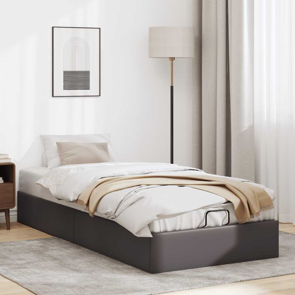 Cadre de lit ottoman sans matelas gris 80x200 cm similicuir - XIOS