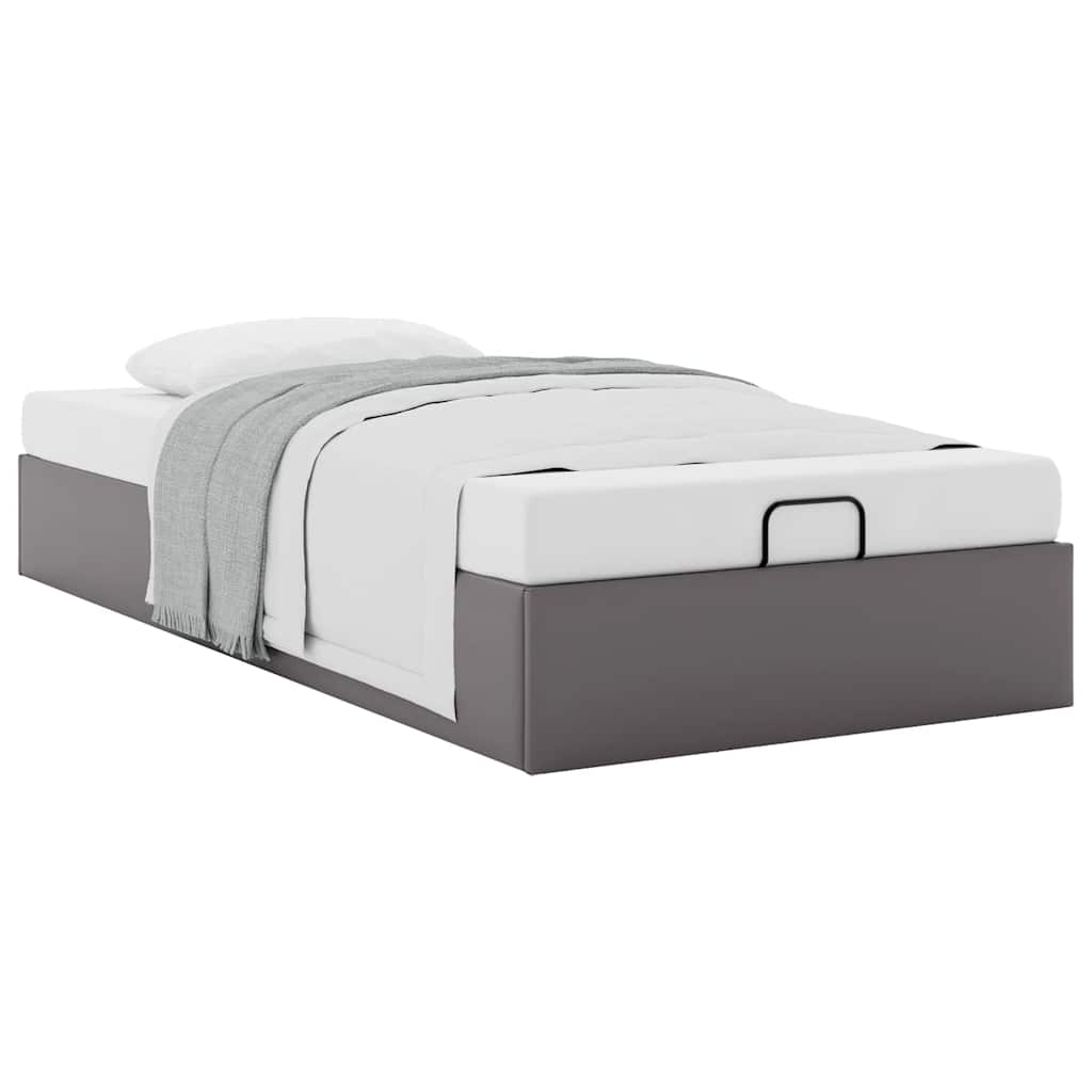 Cadre de lit ottoman sans matelas gris 90x190 cm similicuir - XIOS