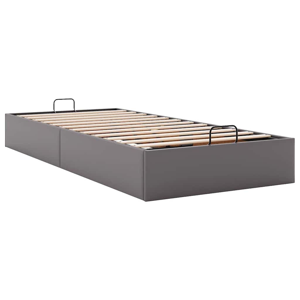 Cadre de lit ottoman sans matelas gris 90x190 cm similicuir - XIOS