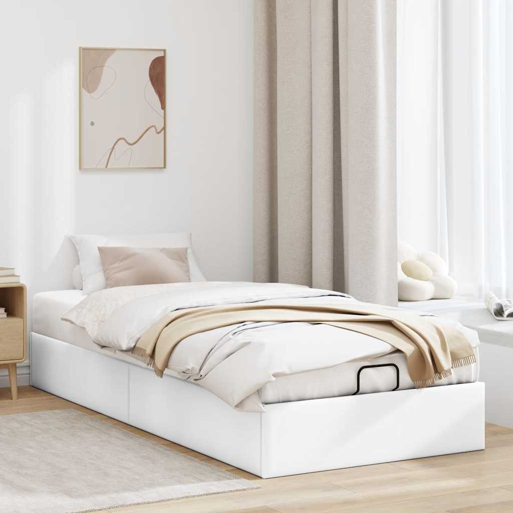 Cadre de lit ottoman sans matelas blanc 90x200 cm similicuir - XIOS