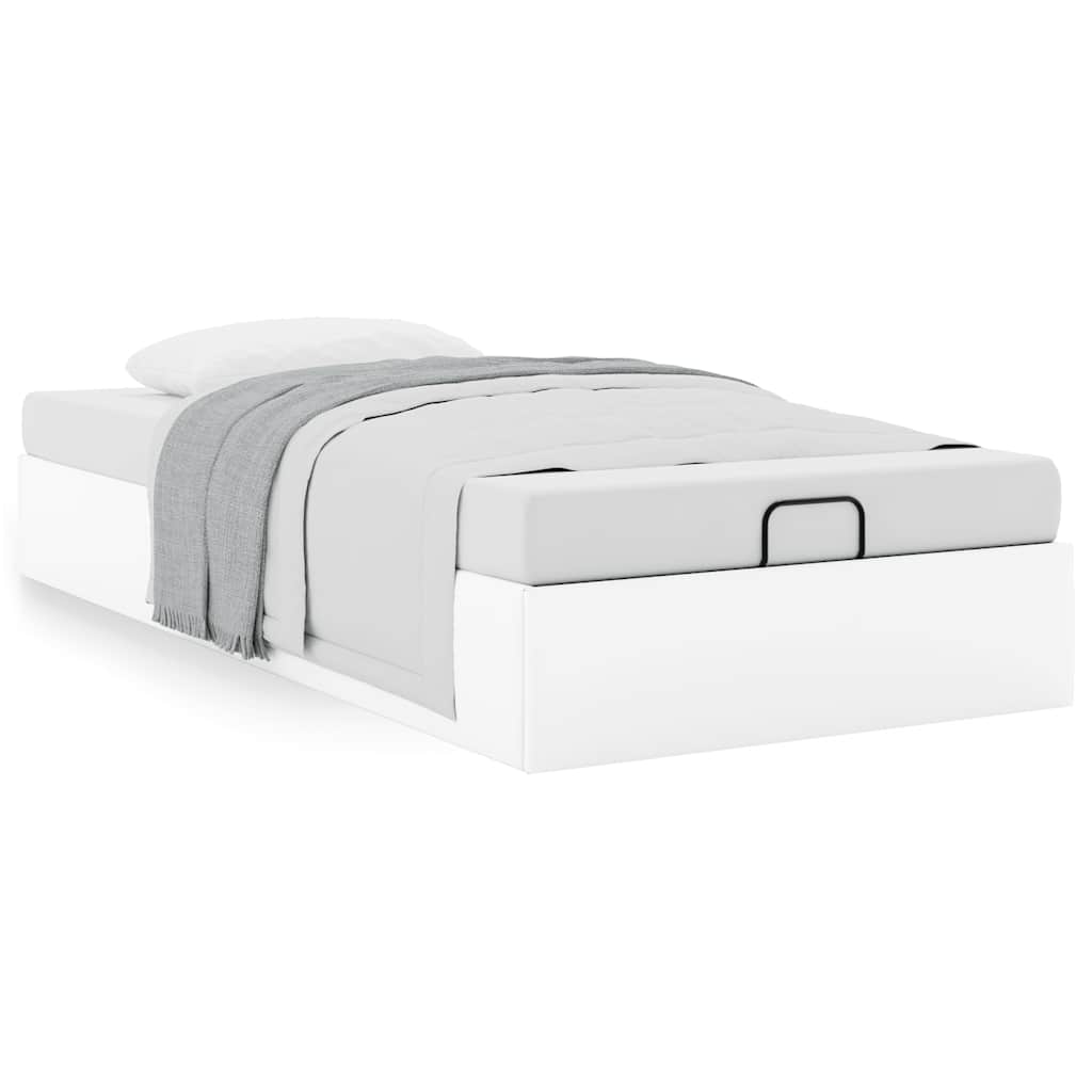 Cadre de lit ottoman sans matelas blanc 90x200 cm similicuir