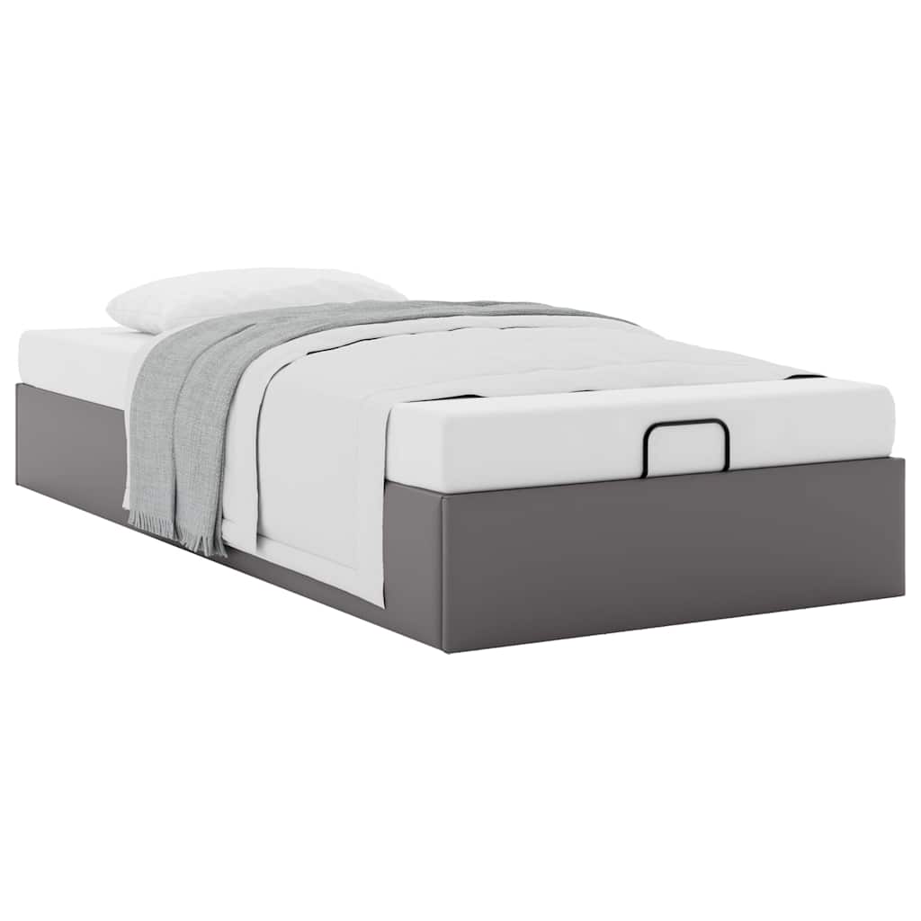 Cadre de lit ottoman sans matelas gris 90x200 cm similicuir - XIOS