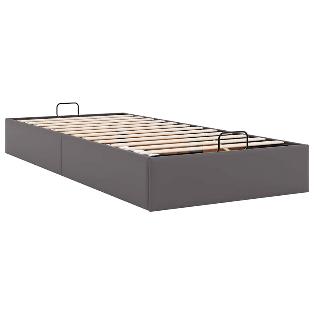 Cadre de lit ottoman sans matelas gris 90x200 cm similicuir - XIOS