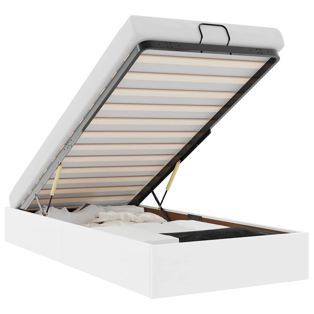 Cadre de lit ottoman sans matelas blanc 100x200 cm similicuir - XIOS