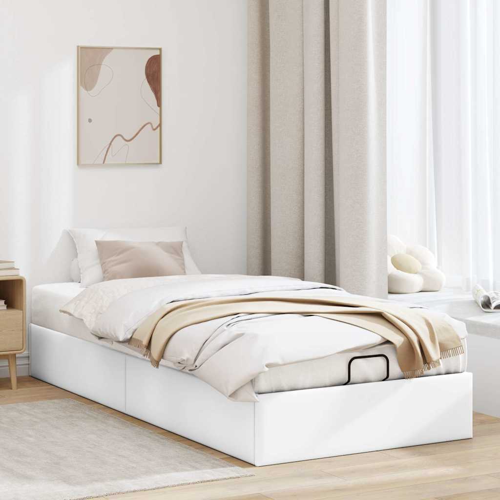 Cadre de lit ottoman sans matelas blanc 100x200 cm similicuir - XIOS