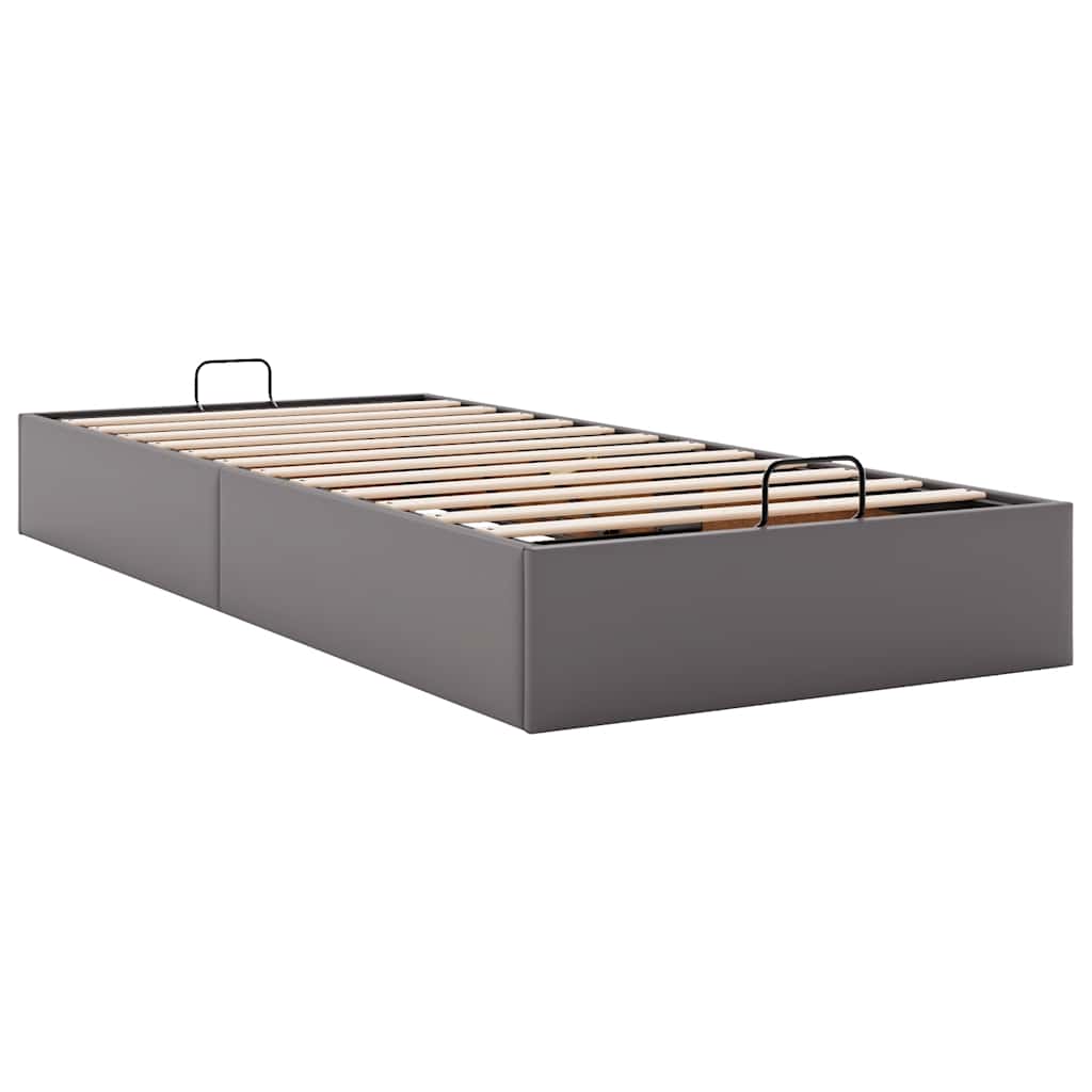 Cadre de lit ottoman sans matelas gris 100x200 cm similicuir - XIOS