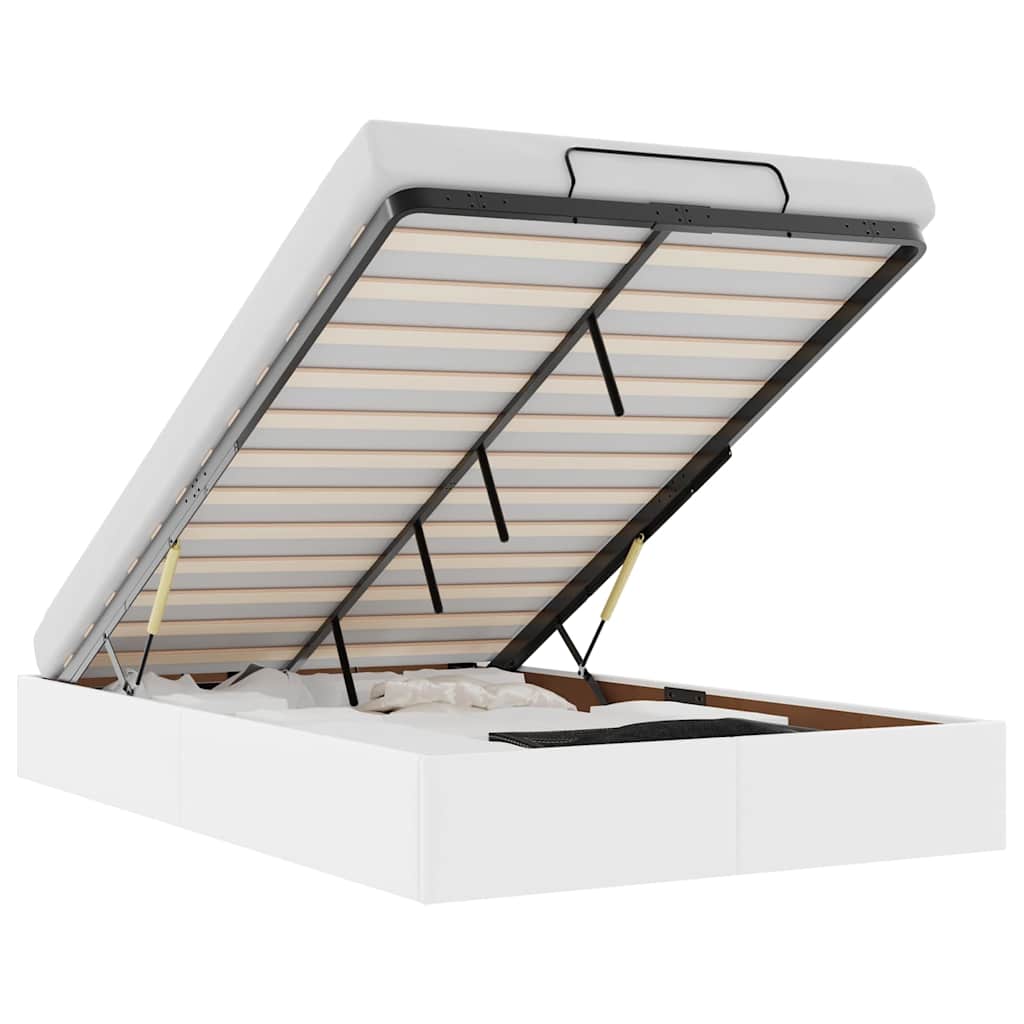 Cadre de lit ottoman sans matelas blanc 120x190 cm similicuir - XIOS