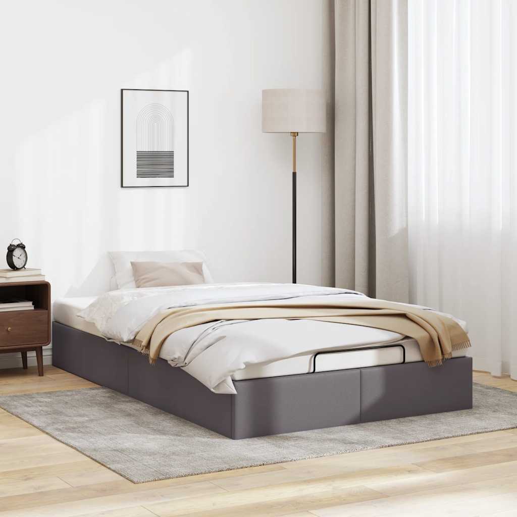 Cadre de lit ottoman sans matelas gris 120x190 cm similicuir - XIOS