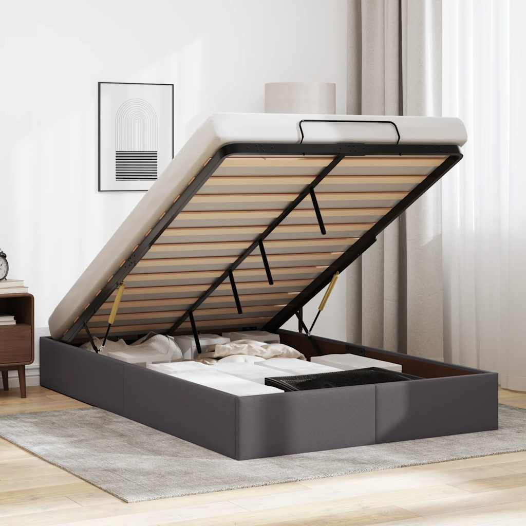 Cadre de lit ottoman sans matelas gris 120x190 cm similicuir - XIOS