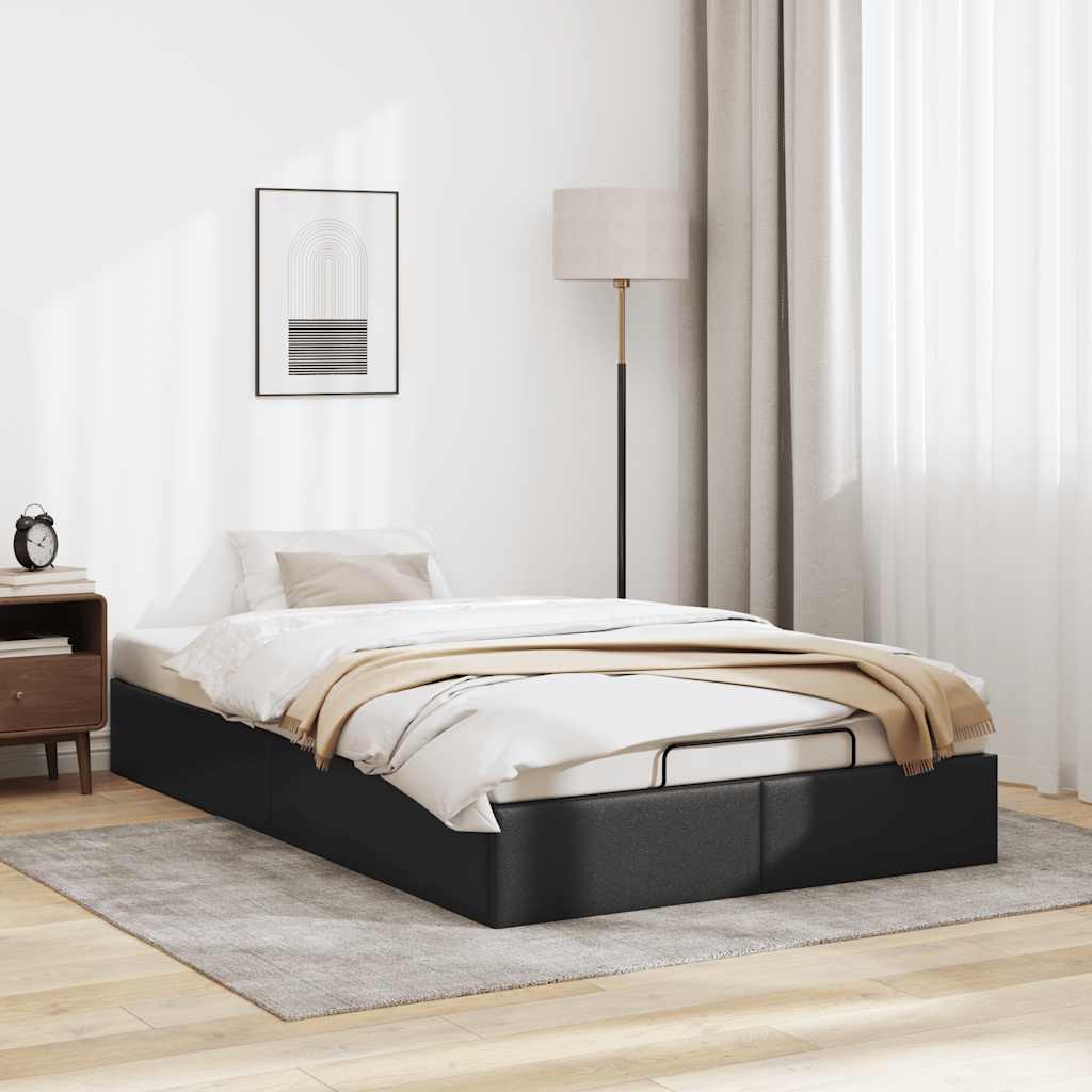 Cadre de lit ottoman sans matelas noir 120x200 cm similicuir - XIOS
