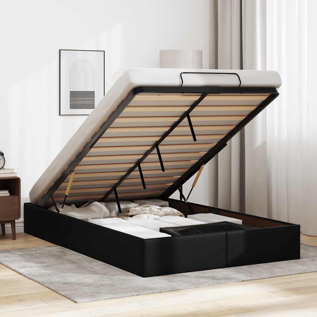 Cadre de lit ottoman sans matelas noir 120x200 cm similicuir - XIOS