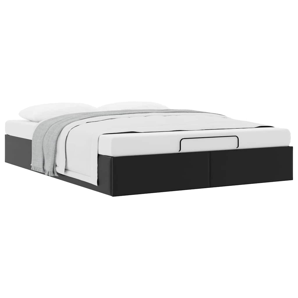Cadre de lit ottoman sans matelas noir 140x190 cm similicuir - XIOS