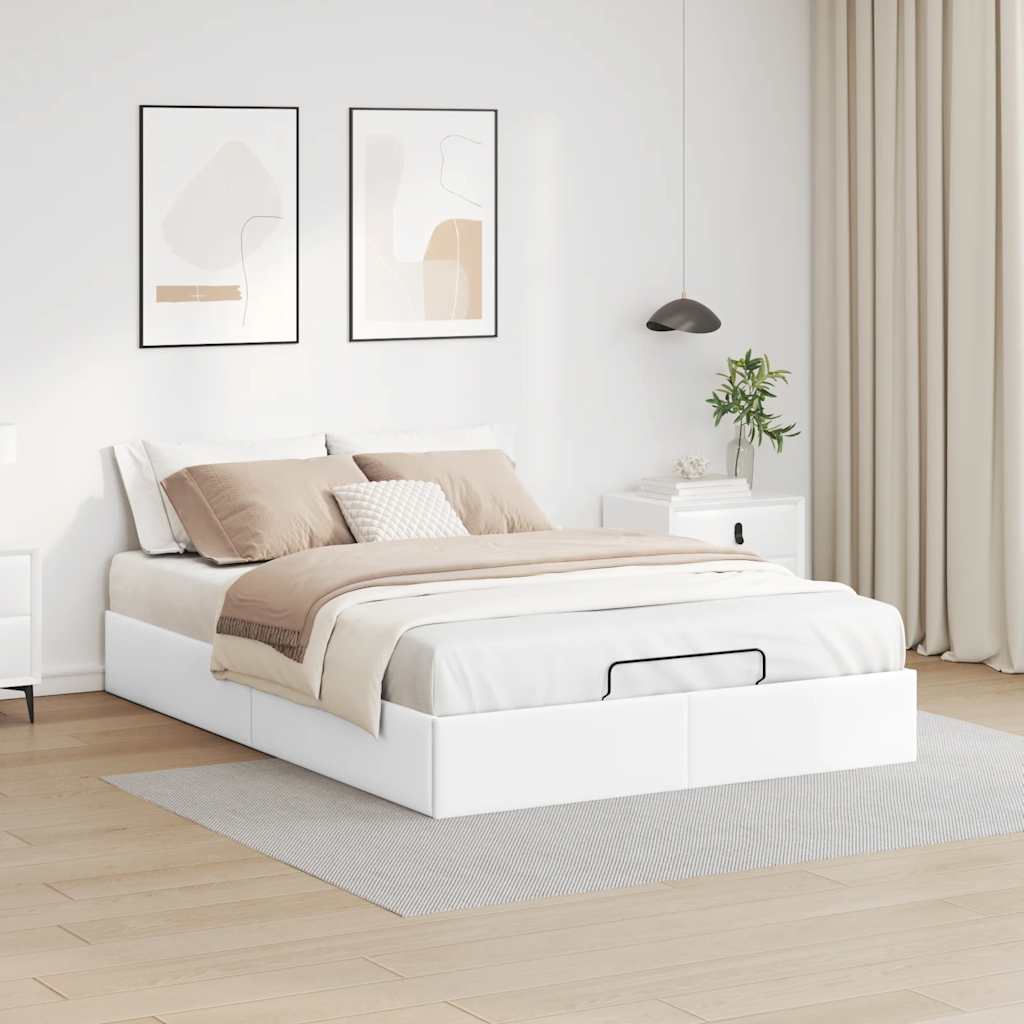 Cadre de lit ottoman sans matelas blanc 140x190 cm similicuir - XIOS