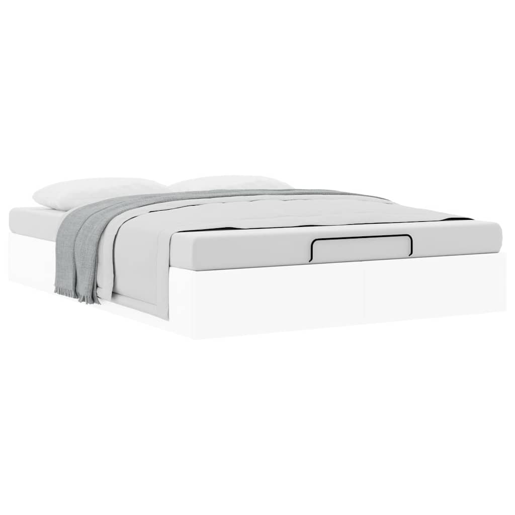 Cadre de lit ottoman sans matelas blanc 140x190 cm similicuir - XIOS
