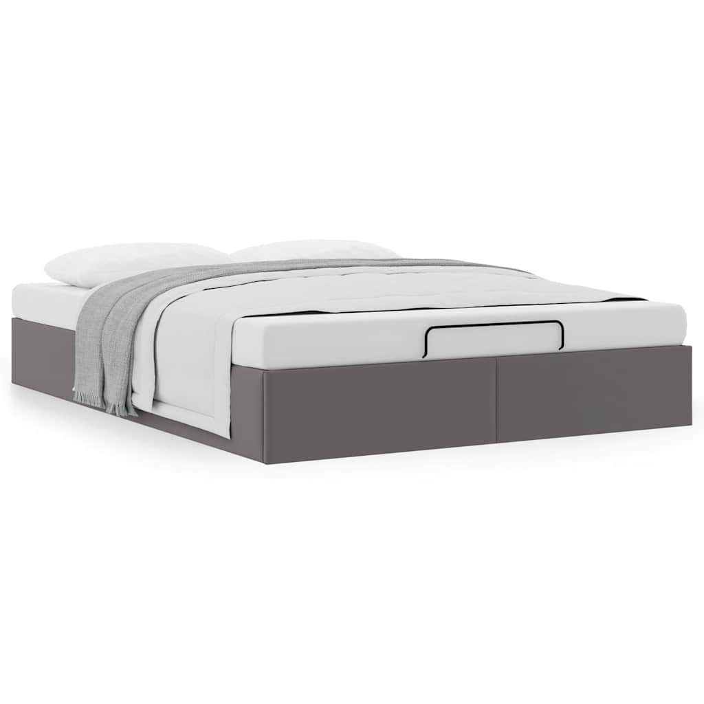 Cadre de lit ottoman sans matelas gris 140x190 cm similicuir - XIOS