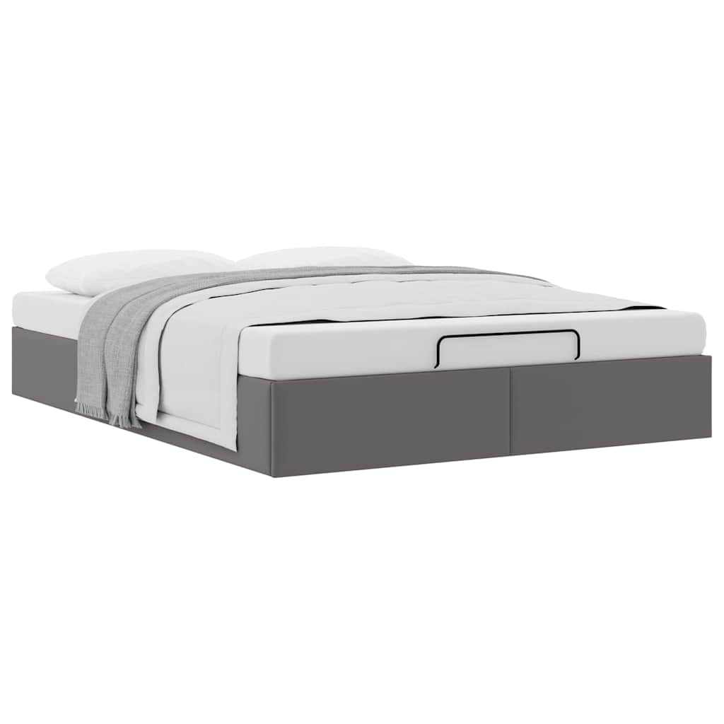 Cadre de lit ottoman sans matelas gris 140x190 cm similicuir - XIOS