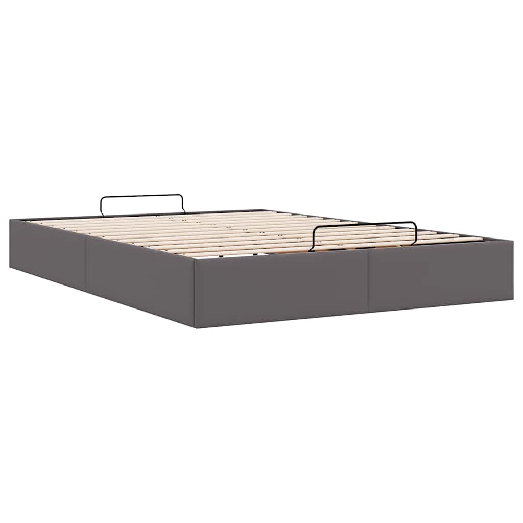 Cadre de lit ottoman sans matelas gris 140x190 cm similicuir - XIOS