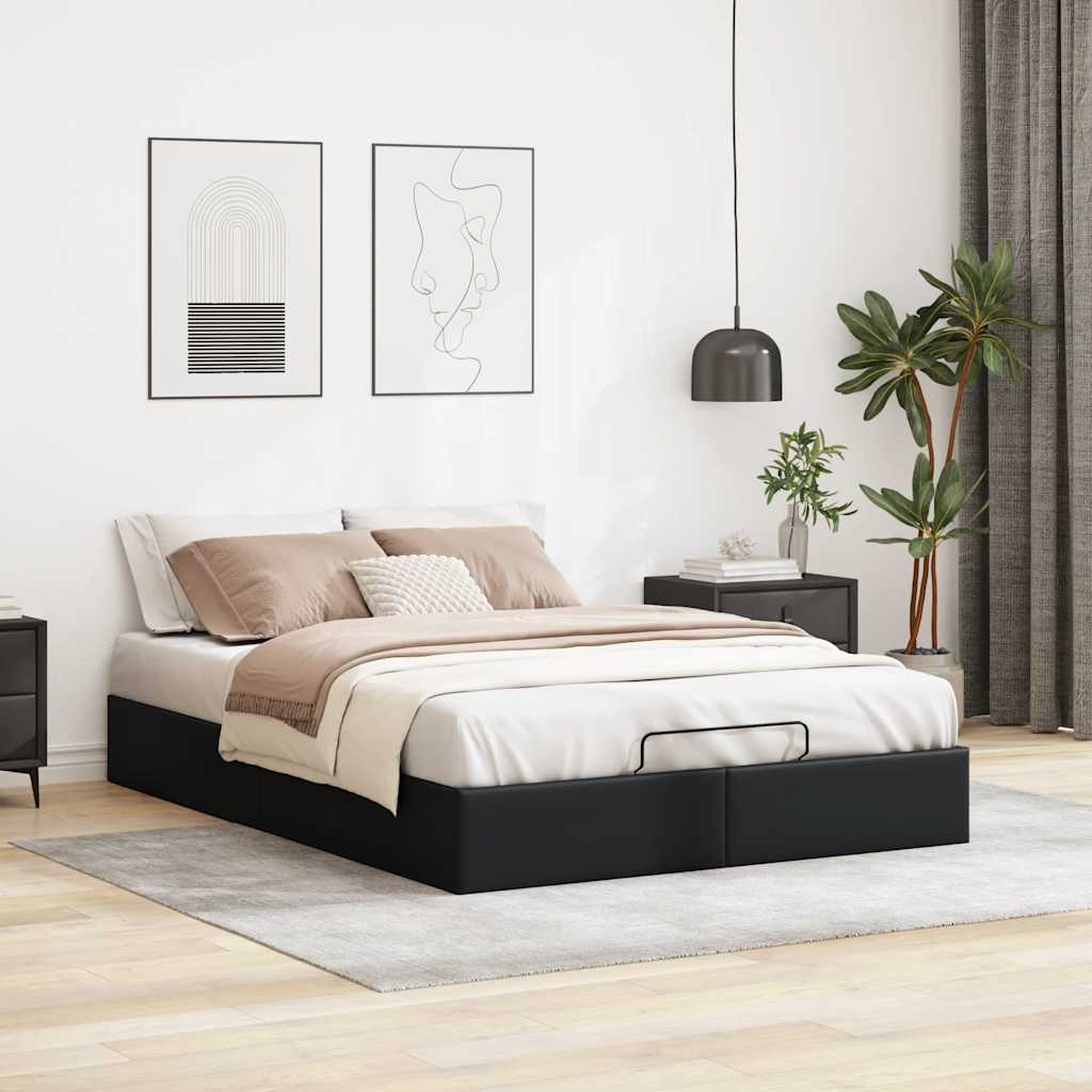 Cadre de lit ottoman sans matelas noir 140x200 cm similicuir - XIOS