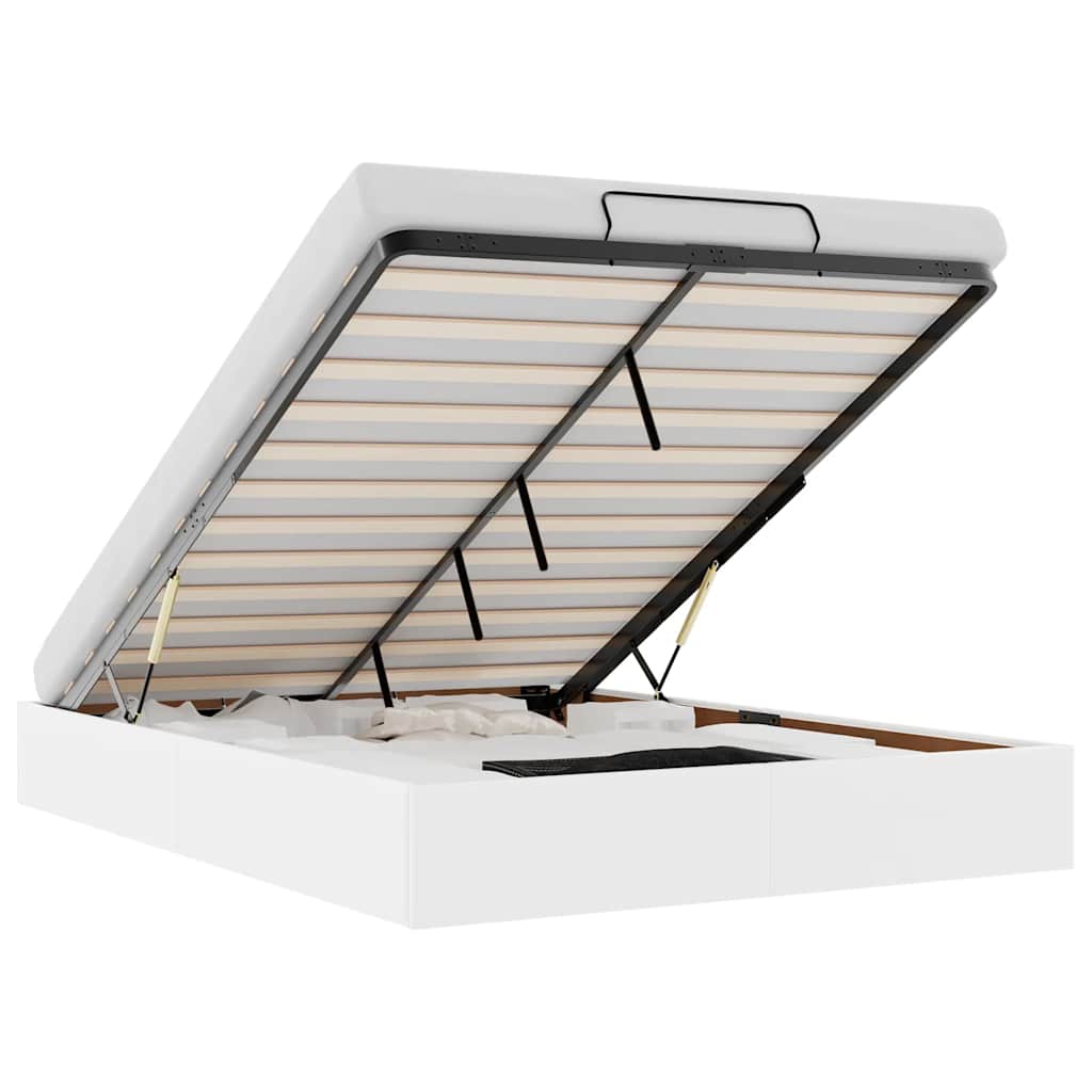 Cadre de lit ottoman sans matelas blanc 140x200 cm similicuir - XIOS