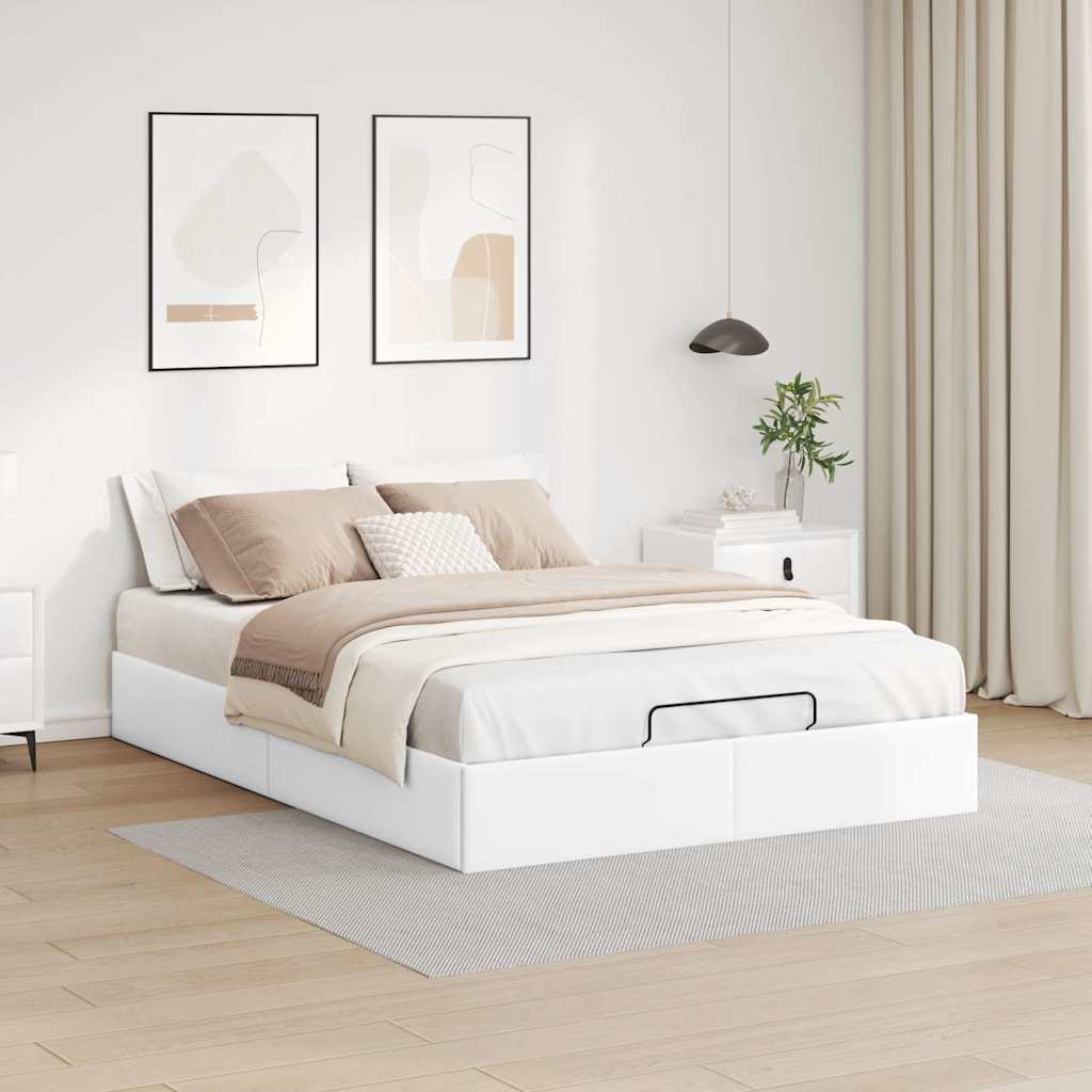 Cadre de lit ottoman sans matelas blanc 140x200 cm similicuir - XIOS
