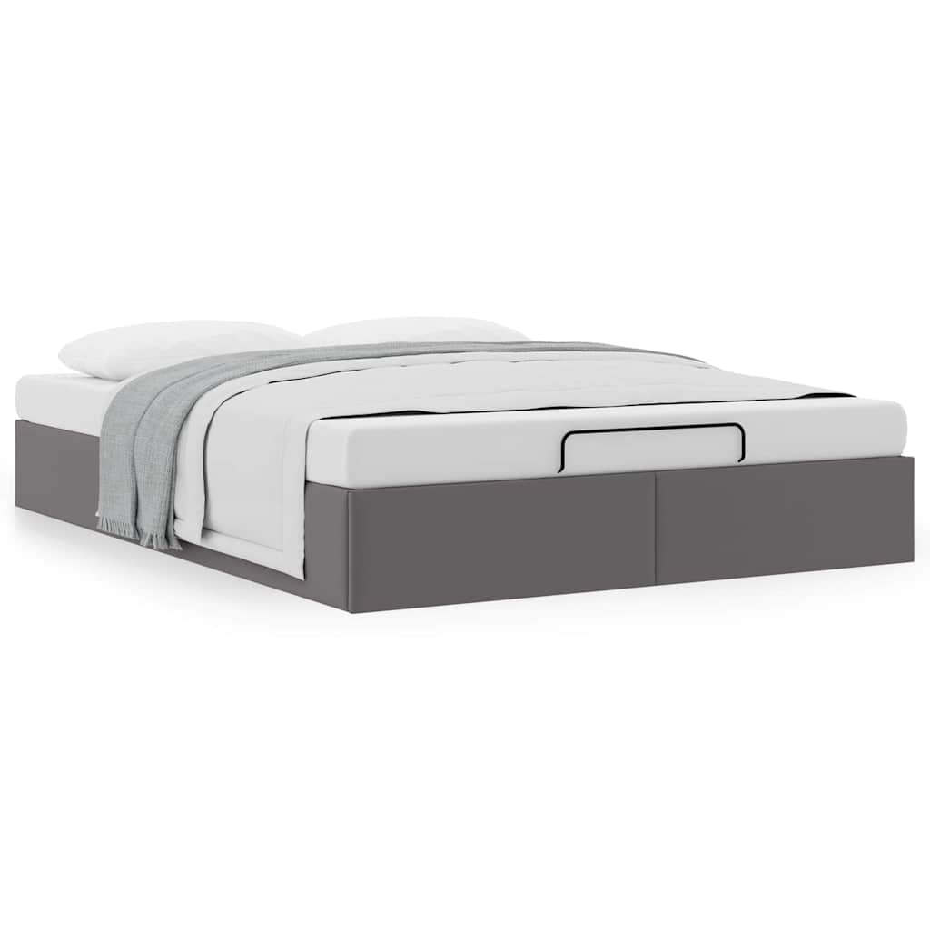 Cadre de lit ottoman sans matelas gris 140x200 cm similicuir - XIOS