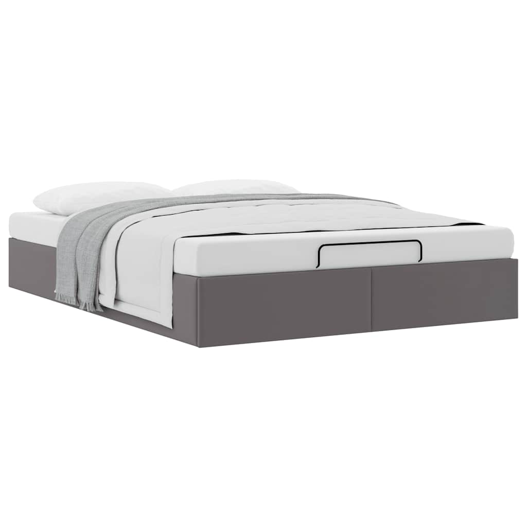 Cadre de lit ottoman sans matelas gris 140x200 cm similicuir - XIOS