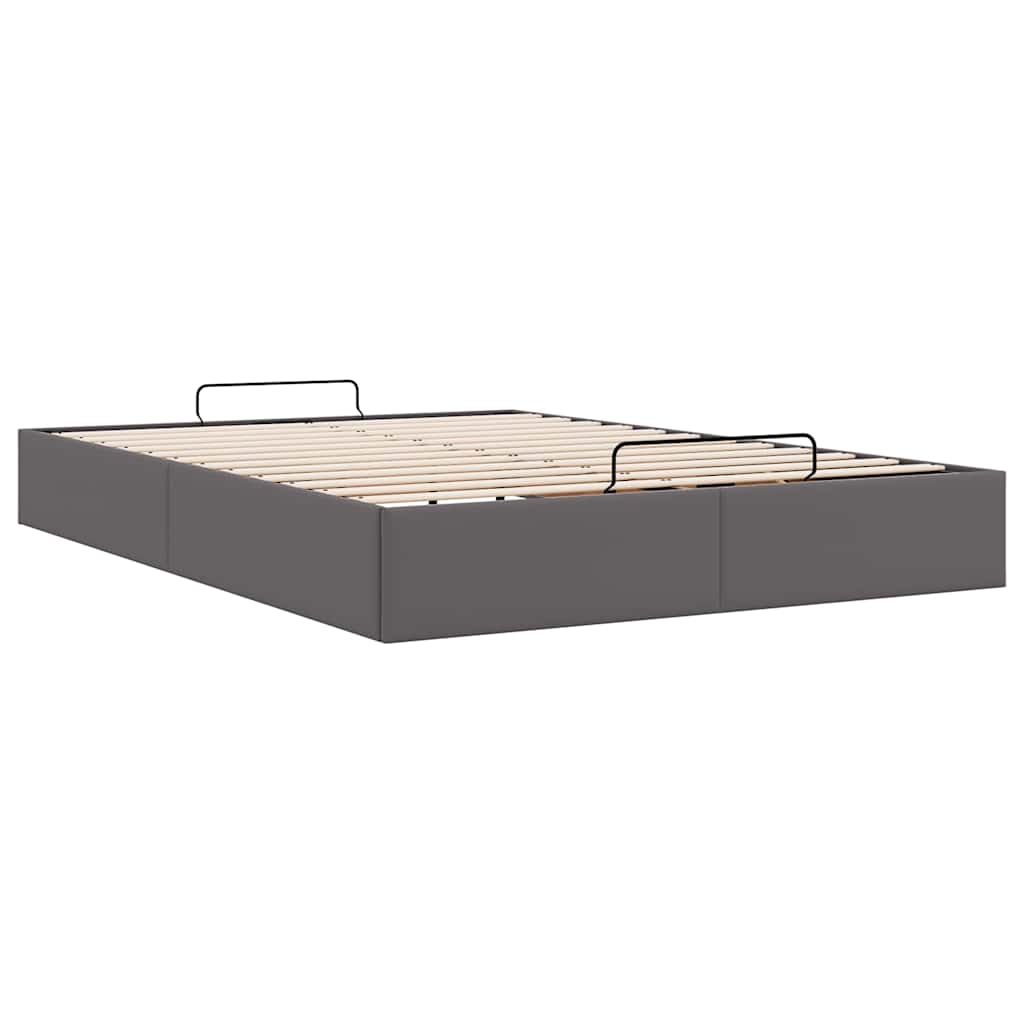Cadre de lit ottoman sans matelas gris 140x200 cm similicuir - XIOS