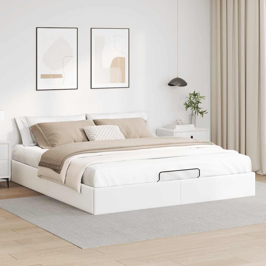 Cadre de lit ottoman sans matelas blanc 160x200 cm similicuir - XIOS