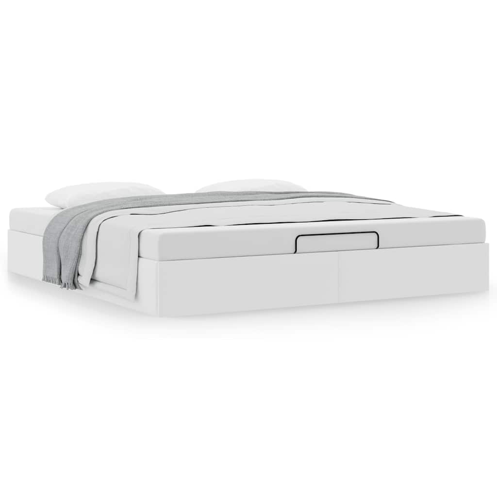 Cadre de lit ottoman sans matelas blanc 160x200 cm similicuir - XIOS