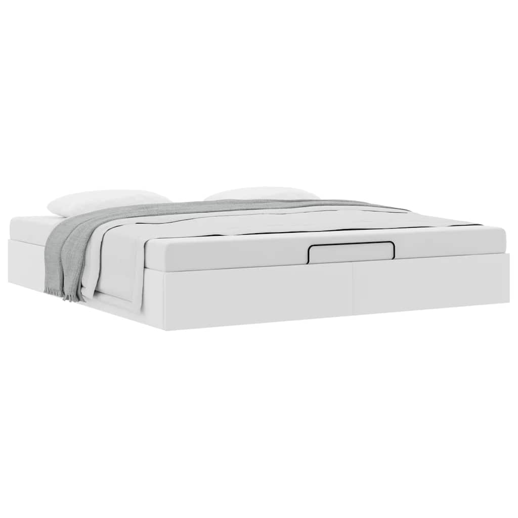 Cadre de lit ottoman sans matelas blanc 160x200 cm similicuir - XIOS