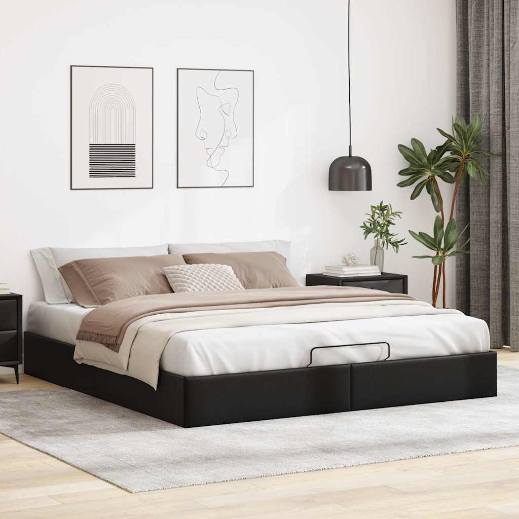 Cadre de lit ottoman sans matelas noir 180x200 cm similicuir - XIOS