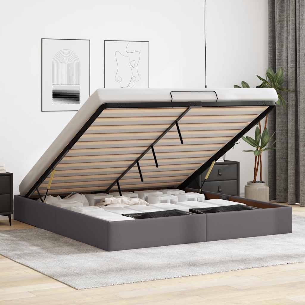 Cadre de lit ottoman sans matelas gris 180x200 cm similicuir - XIOS