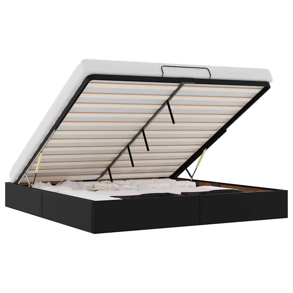 Cadre de lit ottoman sans matelas noir 200x200 cm similicuir - XIOS