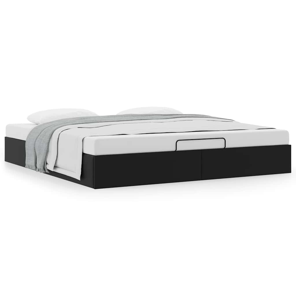 Cadre de lit ottoman sans matelas noir 200x200 cm similicuir - XIOS