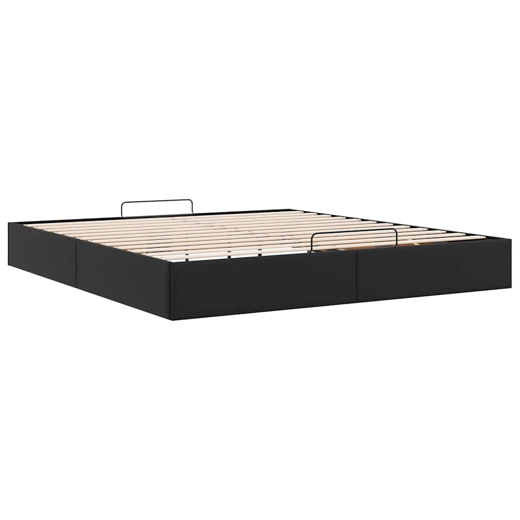 Cadre de lit ottoman sans matelas noir 200x200 cm similicuir - XIOS