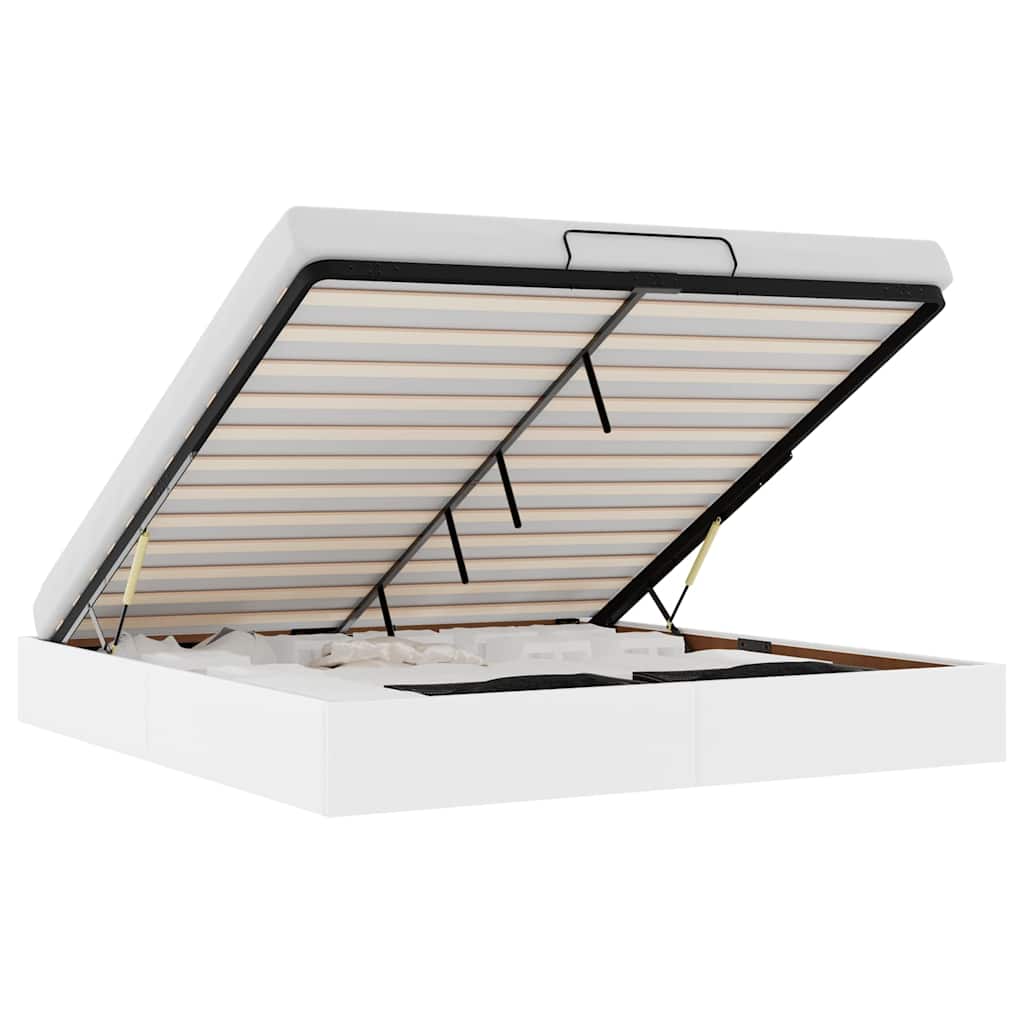 Cadre de lit ottoman sans matelas blanc 200x200 cm similicuir - XIOS