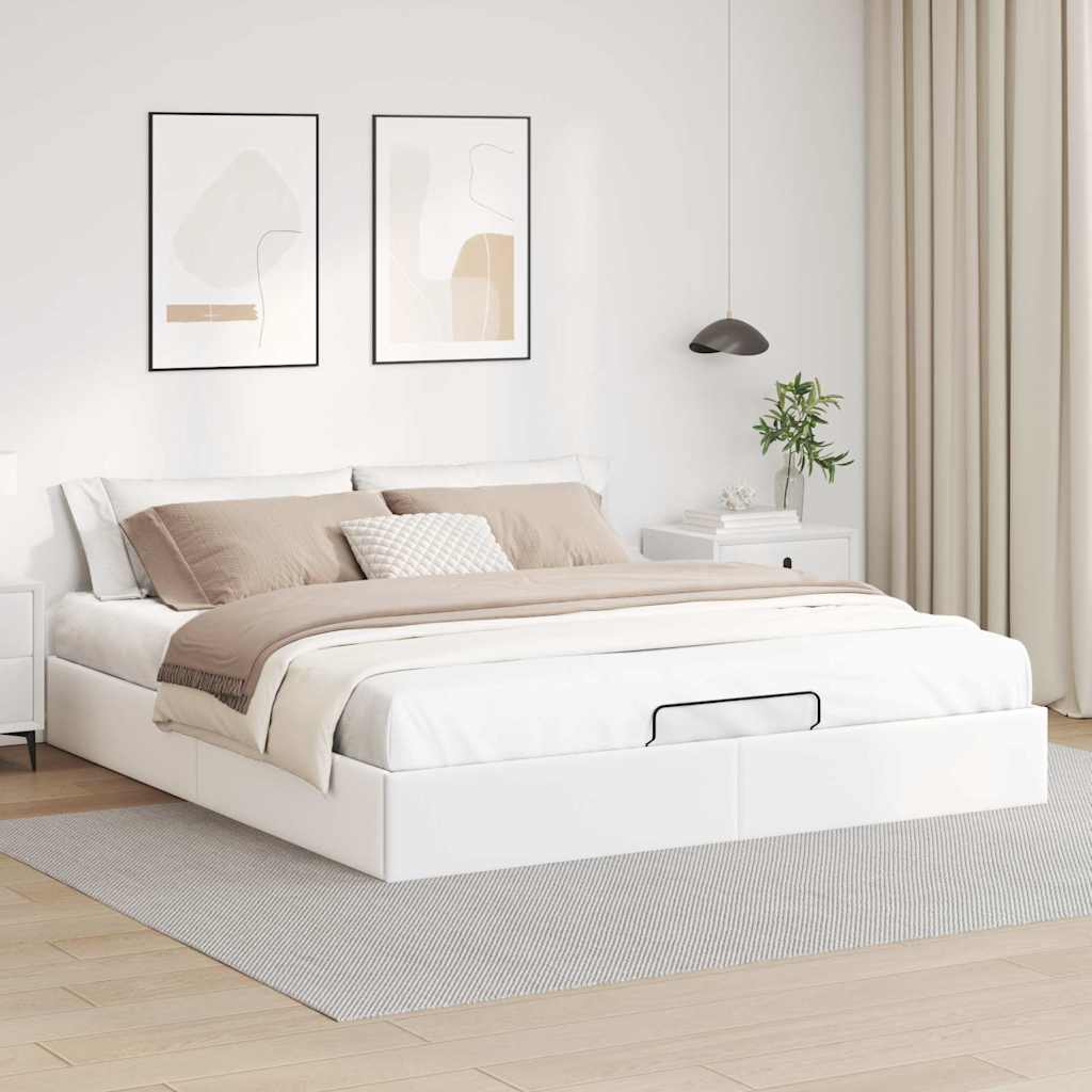 Cadre de lit ottoman sans matelas blanc 200x200 cm similicuir - XIOS