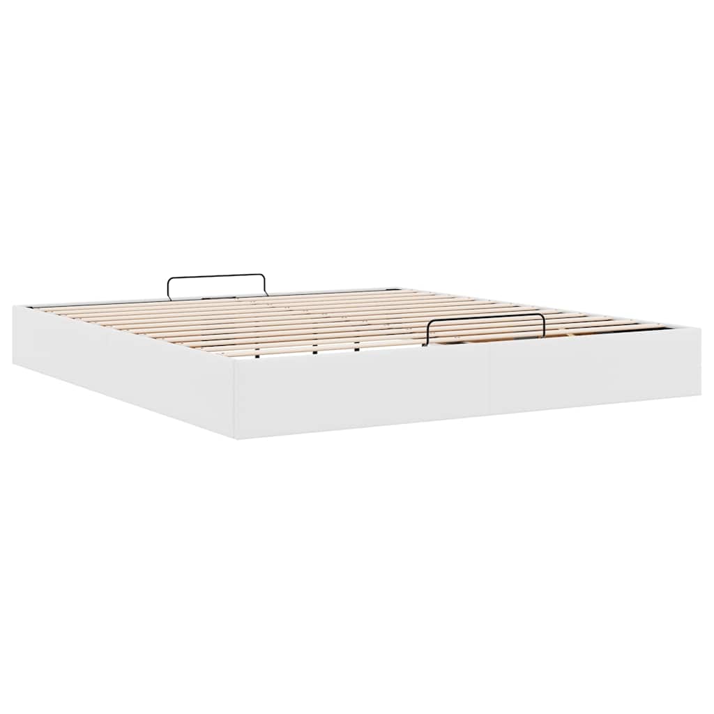 Cadre de lit ottoman sans matelas blanc 200x200 cm similicuir - XIOS