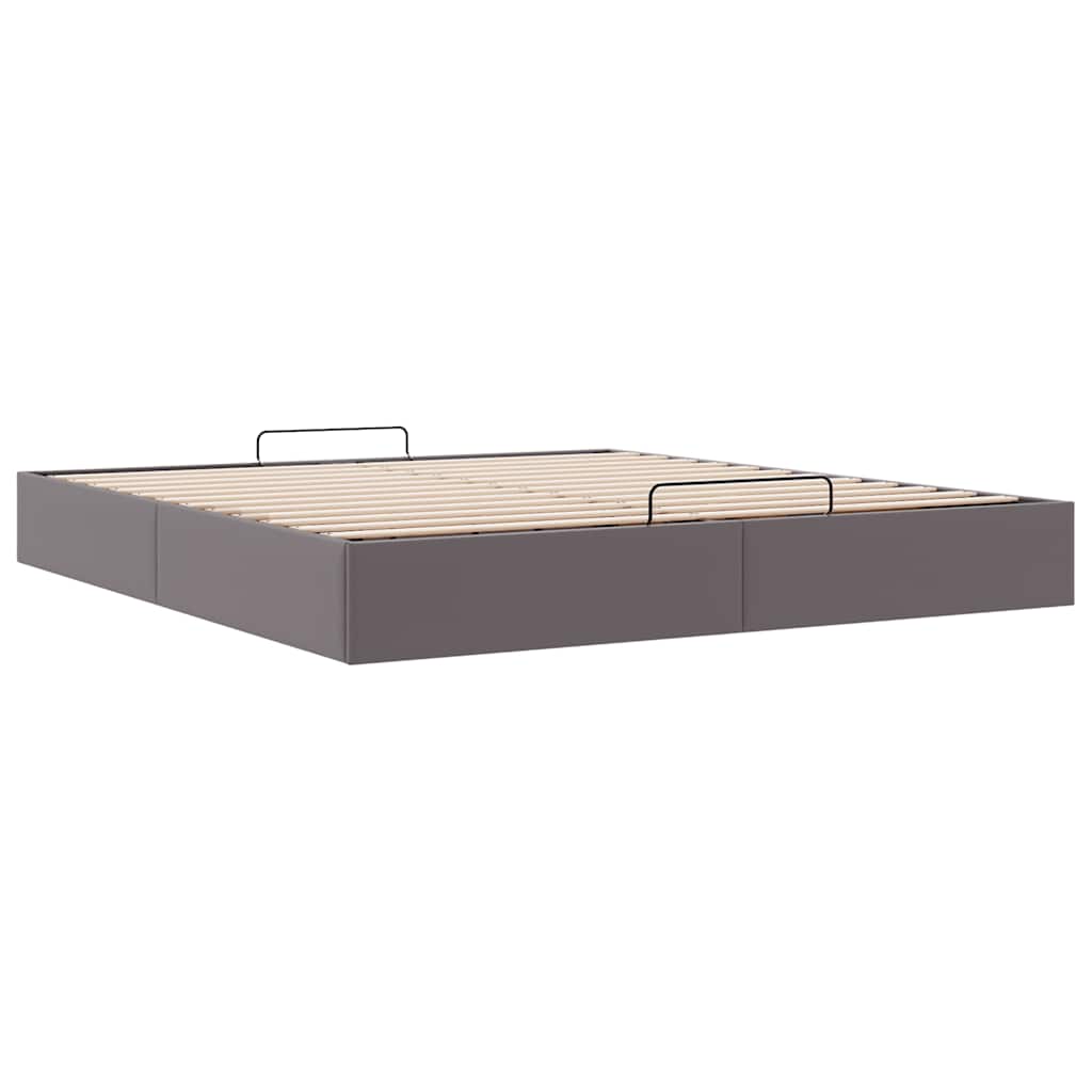 Cadre de lit ottoman sans matelas gris 200x200 cm similicuir - XIOS