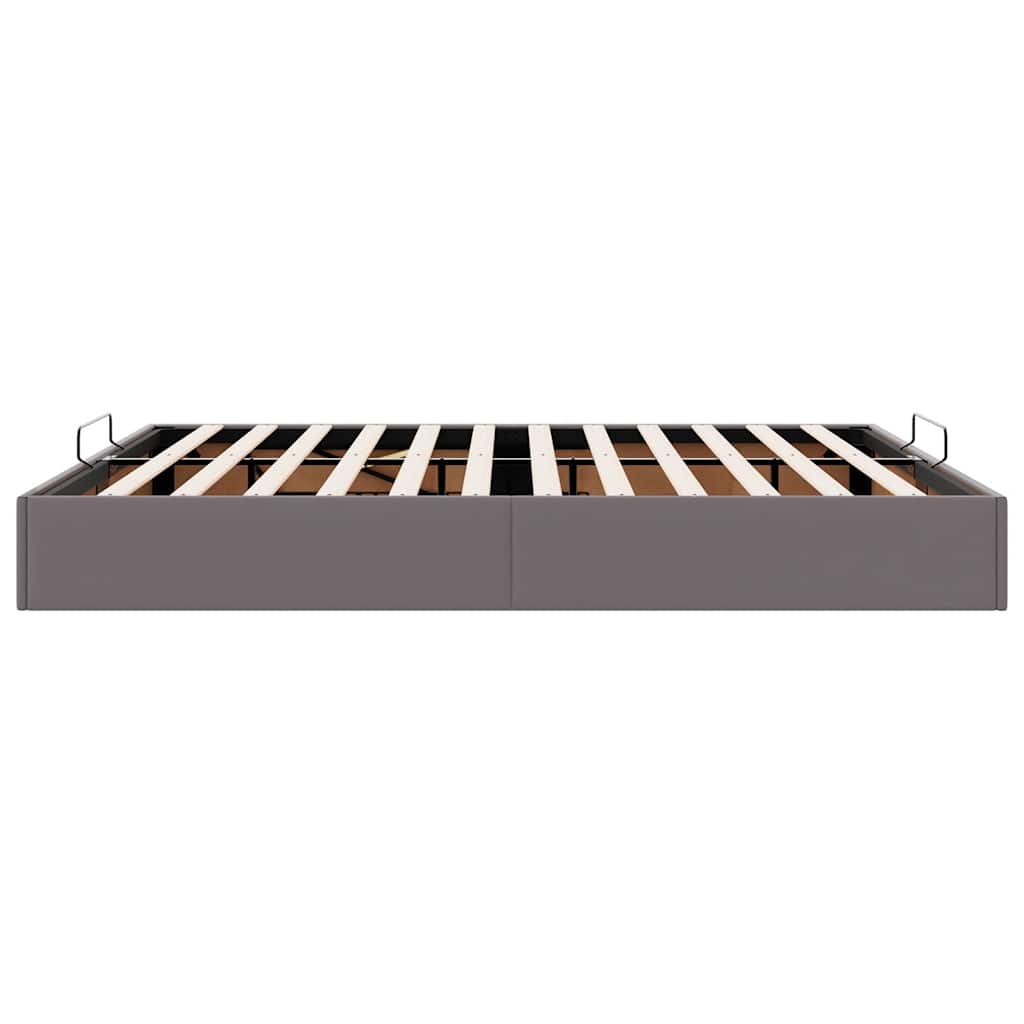 Cadre de lit ottoman sans matelas gris 200x200 cm similicuir - XIOS