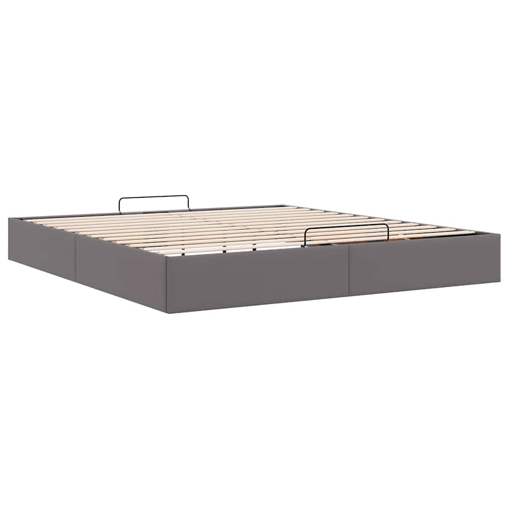 Cadre de lit ottoman sans matelas gris 200x200 cm similicuir - XIOS