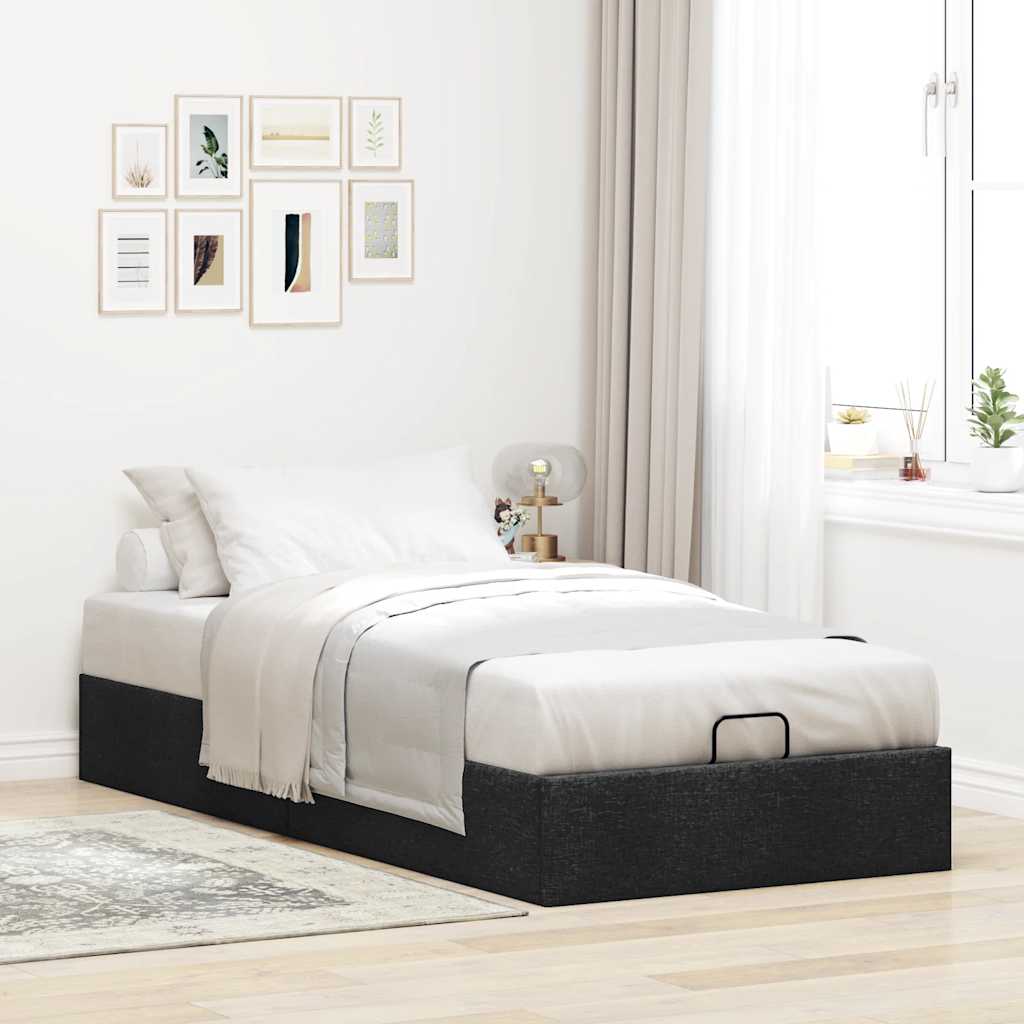 Cadre de lit ottoman sans matelas noir 80x200 cm tissu - XIOS