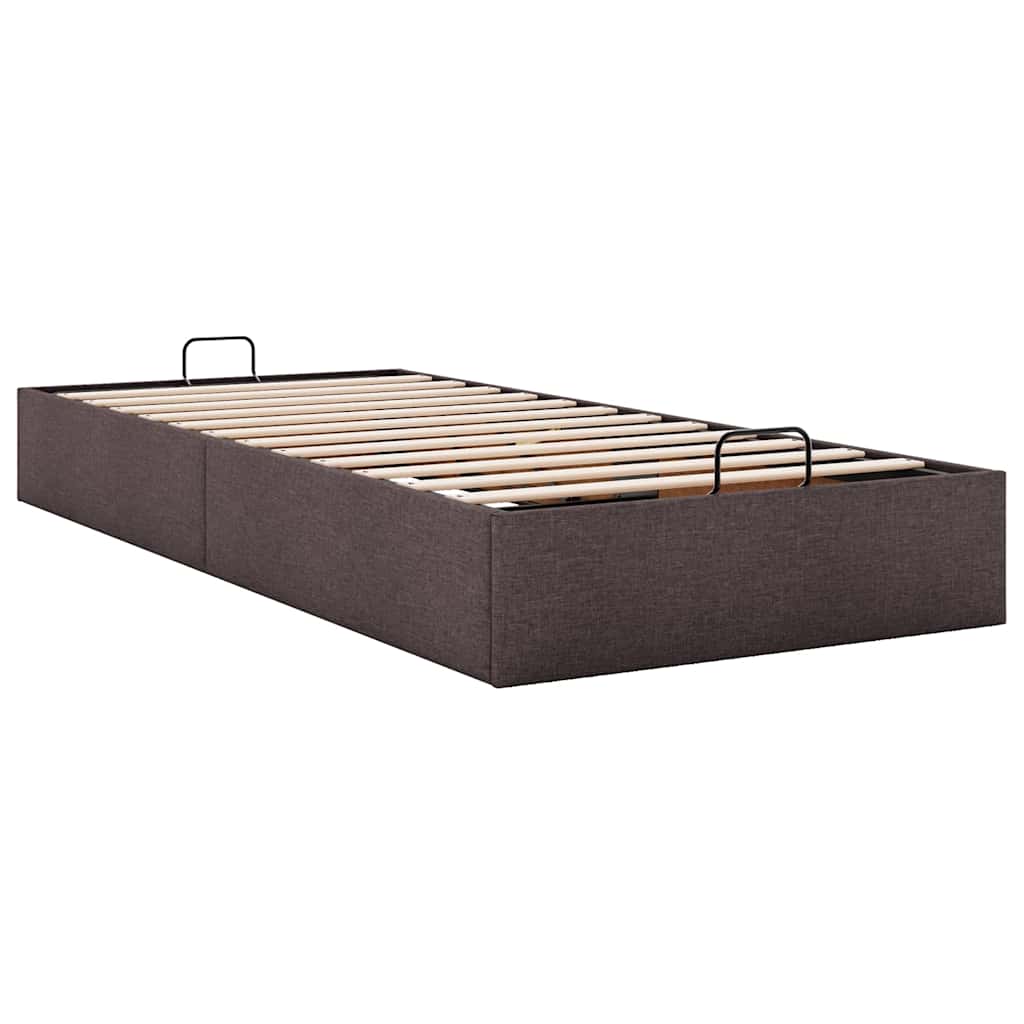 Cadre de lit ottoman sans matelas marron foncé 80x200 cm tissu - XIOS