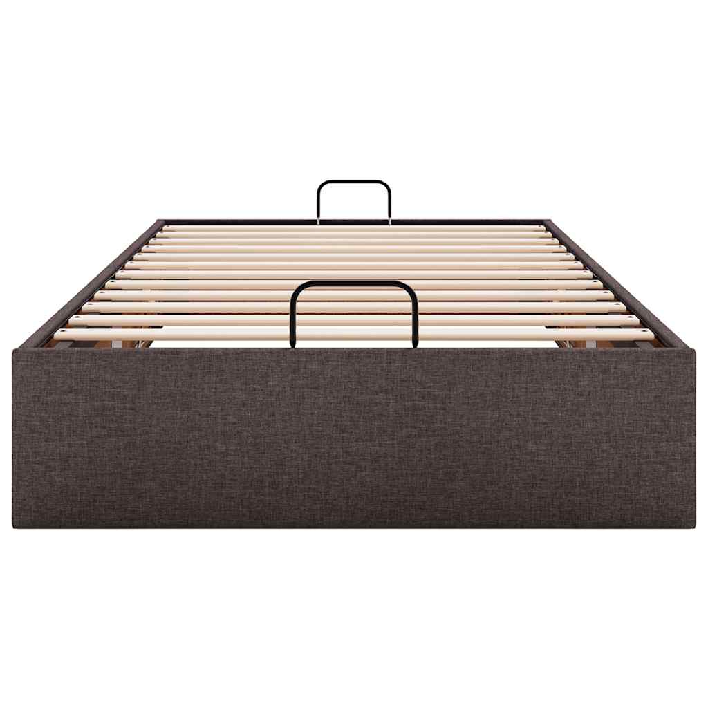 Cadre de lit ottoman sans matelas marron foncé 80x200 cm tissu - XIOS