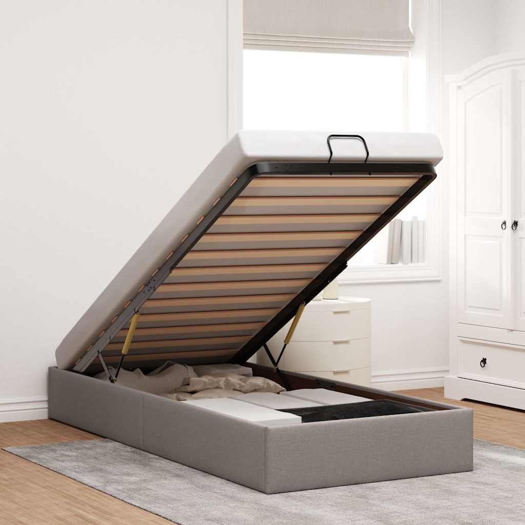 Cadre de lit ottoman sans matelas taupe 80x200 cm tissu - XIOS