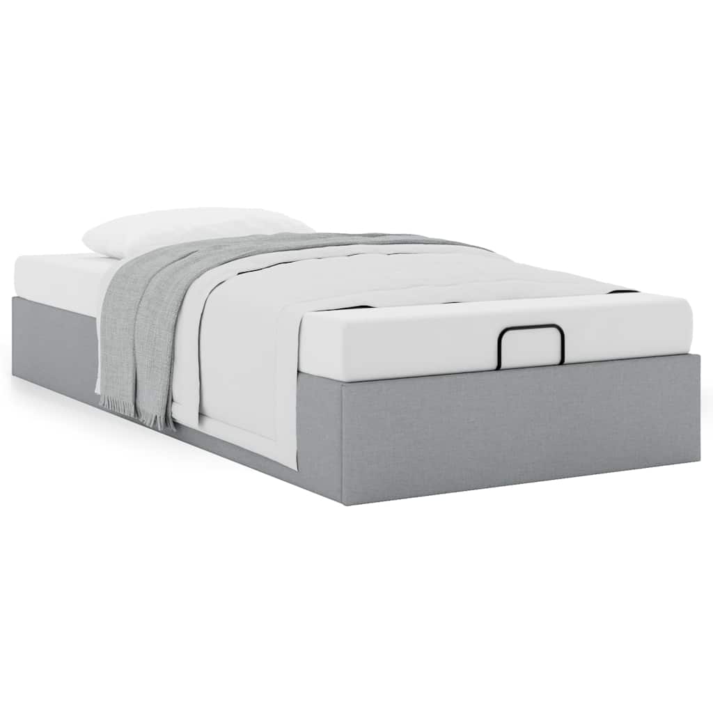 Cadre de lit ottoman sans matelas gris clair 90x190 cm tissu - XIOS