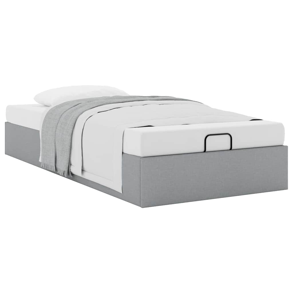 Cadre de lit ottoman sans matelas gris clair 90x190 cm tissu - XIOS